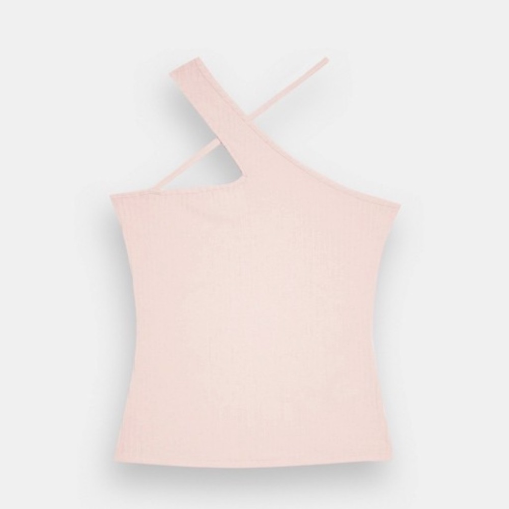 Topshop ribbed cross over top in pink